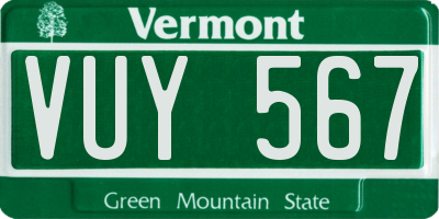 VT license plate VUY567