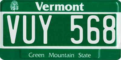 VT license plate VUY568
