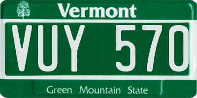 VT license plate VUY570