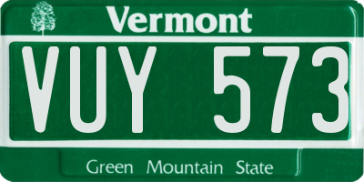 VT license plate VUY573