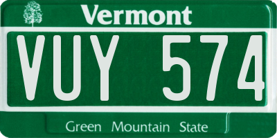 VT license plate VUY574