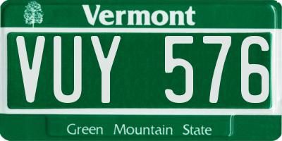 VT license plate VUY576