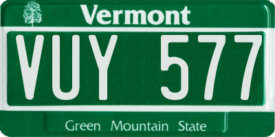 VT license plate VUY577