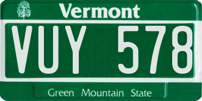 VT license plate VUY578
