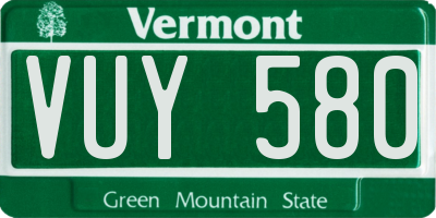 VT license plate VUY580