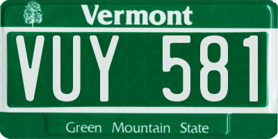 VT license plate VUY581