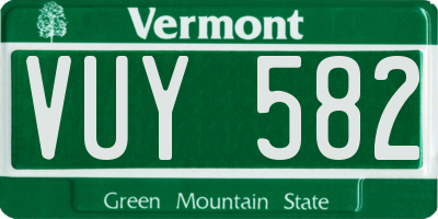 VT license plate VUY582
