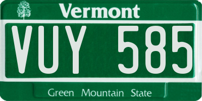 VT license plate VUY585