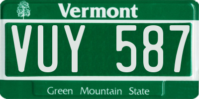 VT license plate VUY587