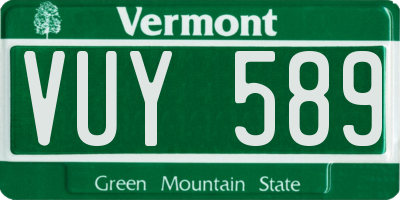 VT license plate VUY589