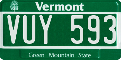 VT license plate VUY593