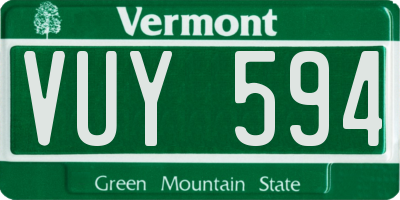VT license plate VUY594
