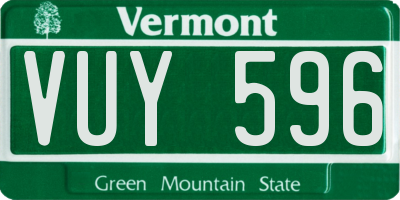 VT license plate VUY596
