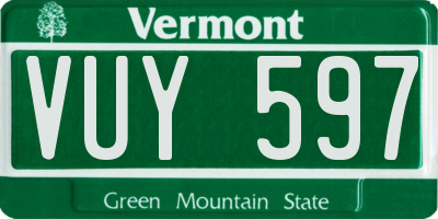 VT license plate VUY597