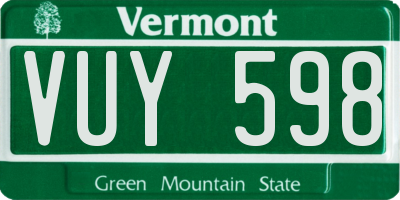 VT license plate VUY598