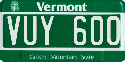 VT license plate VUY600