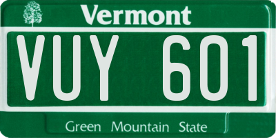 VT license plate VUY601