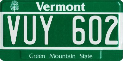 VT license plate VUY602