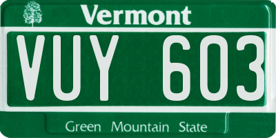 VT license plate VUY603