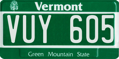 VT license plate VUY605