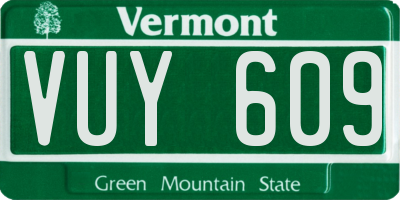 VT license plate VUY609