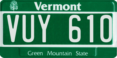 VT license plate VUY610