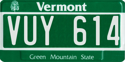 VT license plate VUY614