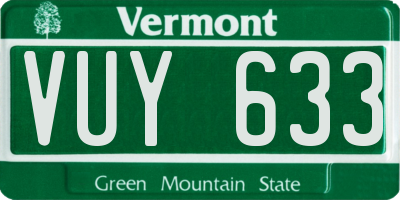 VT license plate VUY633