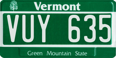 VT license plate VUY635