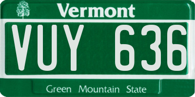 VT license plate VUY636