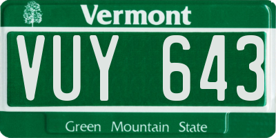 VT license plate VUY643