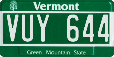 VT license plate VUY644