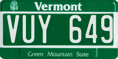 VT license plate VUY649