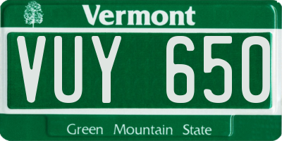 VT license plate VUY650