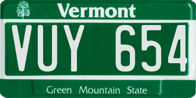 VT license plate VUY654