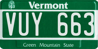 VT license plate VUY663