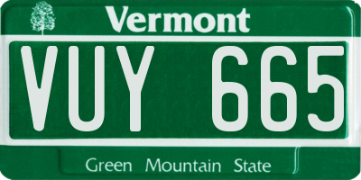 VT license plate VUY665
