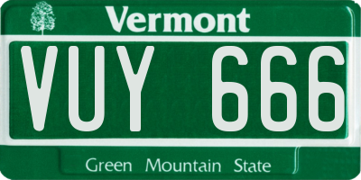 VT license plate VUY666