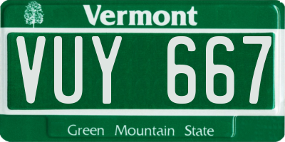 VT license plate VUY667