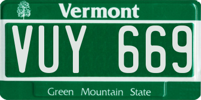 VT license plate VUY669