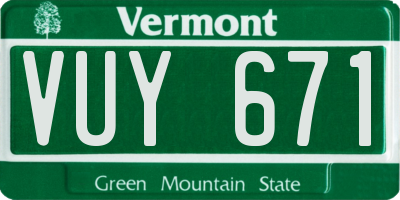 VT license plate VUY671