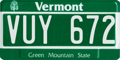 VT license plate VUY672