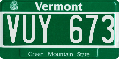 VT license plate VUY673