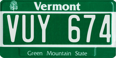 VT license plate VUY674