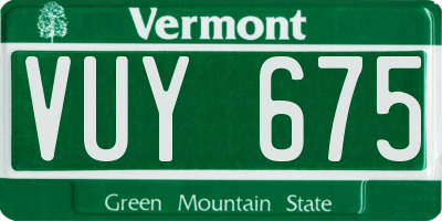 VT license plate VUY675
