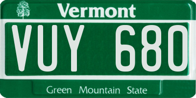 VT license plate VUY680