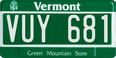VT license plate VUY681