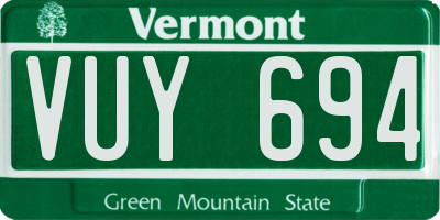 VT license plate VUY694