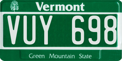 VT license plate VUY698