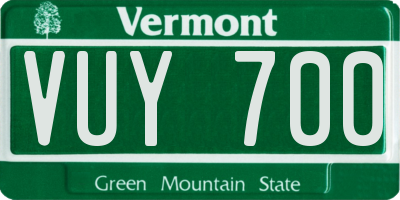VT license plate VUY700